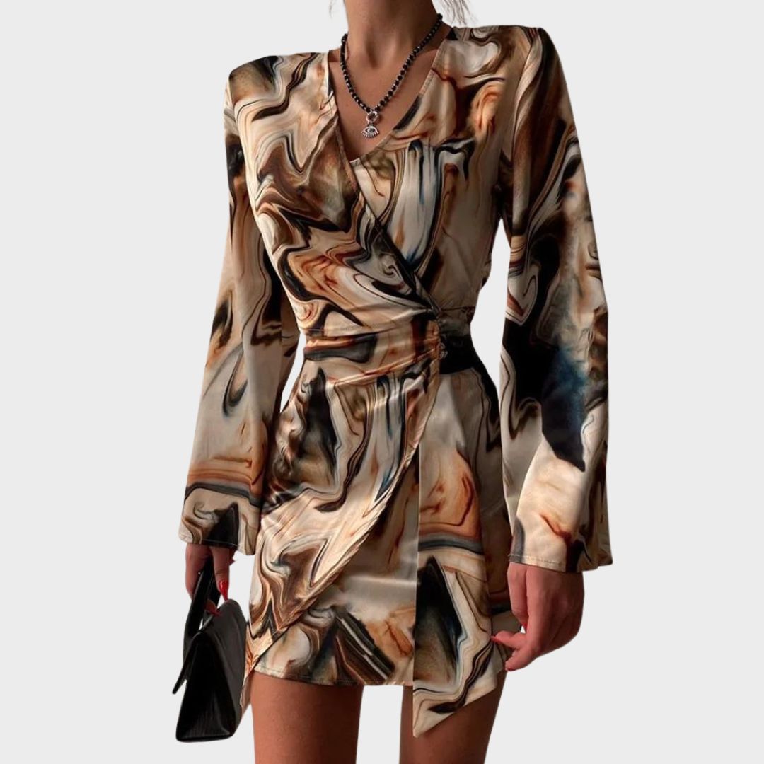 Belezza Wrap Dress With Abstract Marble Print