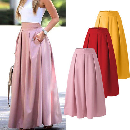 Belezza-coloured pleated skirt with high waist