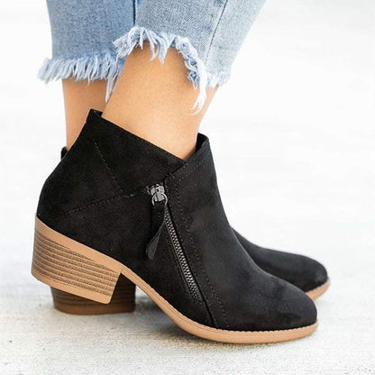 Belezza Leather Ankle Boots with Zipper and Heel for Women | Perfect for Casual Days