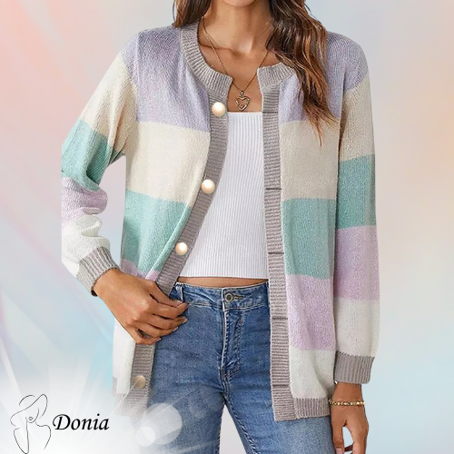 Donia™ - Buttoned Round Neck Cardigan