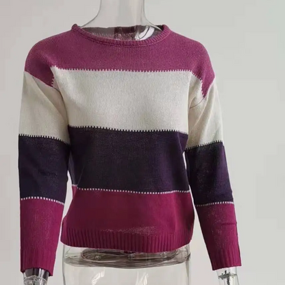 Belezza Knitted Women's Sweater, Colour Block Design