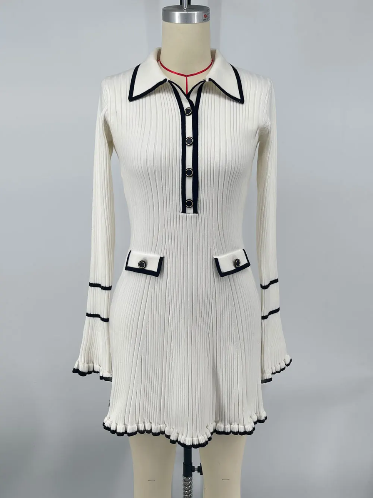 Belezza Dress | Elegant Dress with Trims and Button Details