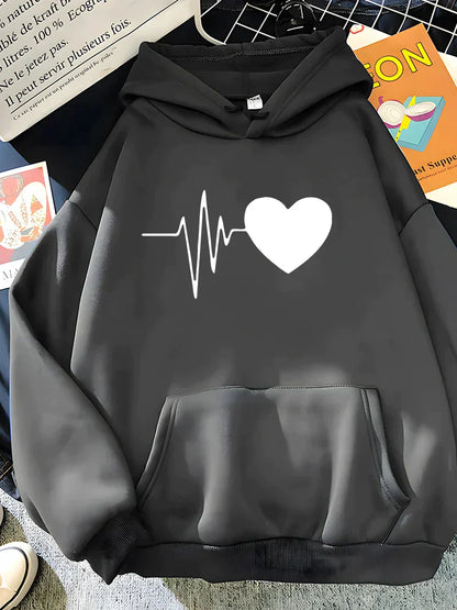 Belezza - Heart Print Hoodie