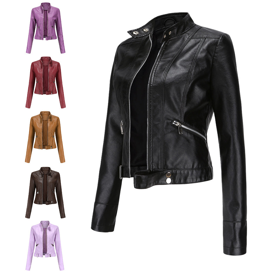 Belezza leather jacket for women with belt