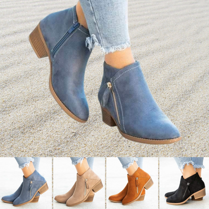 Belezza Leather Ankle Boots with Zipper and Heel for Women | Perfect for Casual Days