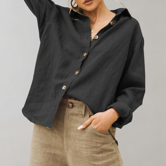 Belezza | Casual Button-Up Women's Shirt - Long Sleeve, Loose Fit