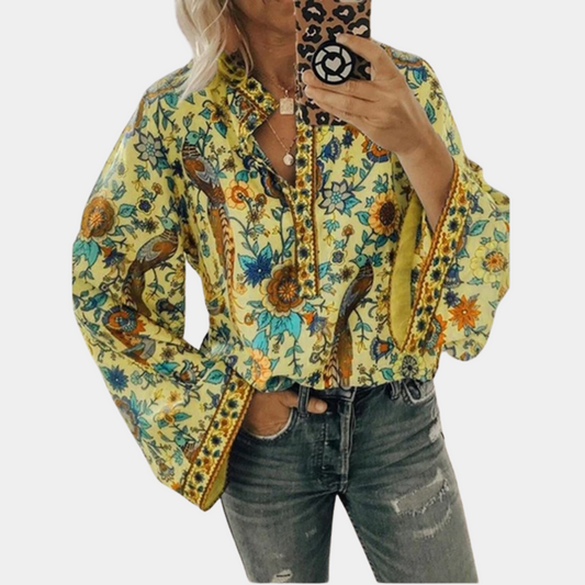 Belezza - Women's Blouse with Floral Pattern Boho Style