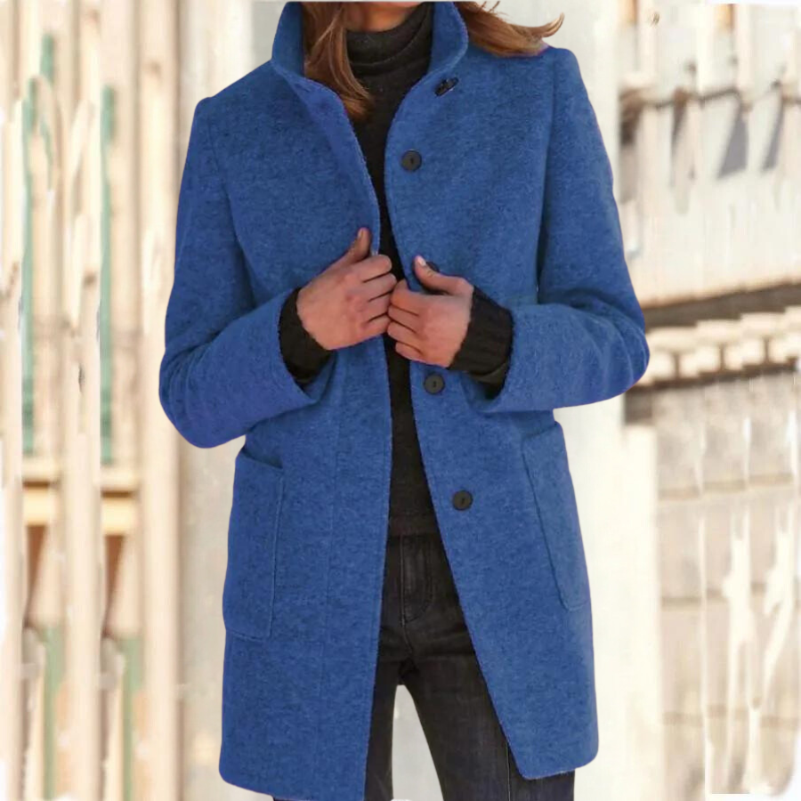 Belezza - Elegant stand-up collar coat for women