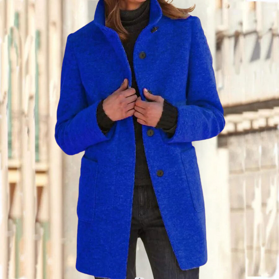 Belezza - Elegant stand-up collar coat for women