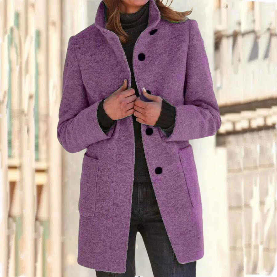 Belezza - Elegant stand-up collar coat for women