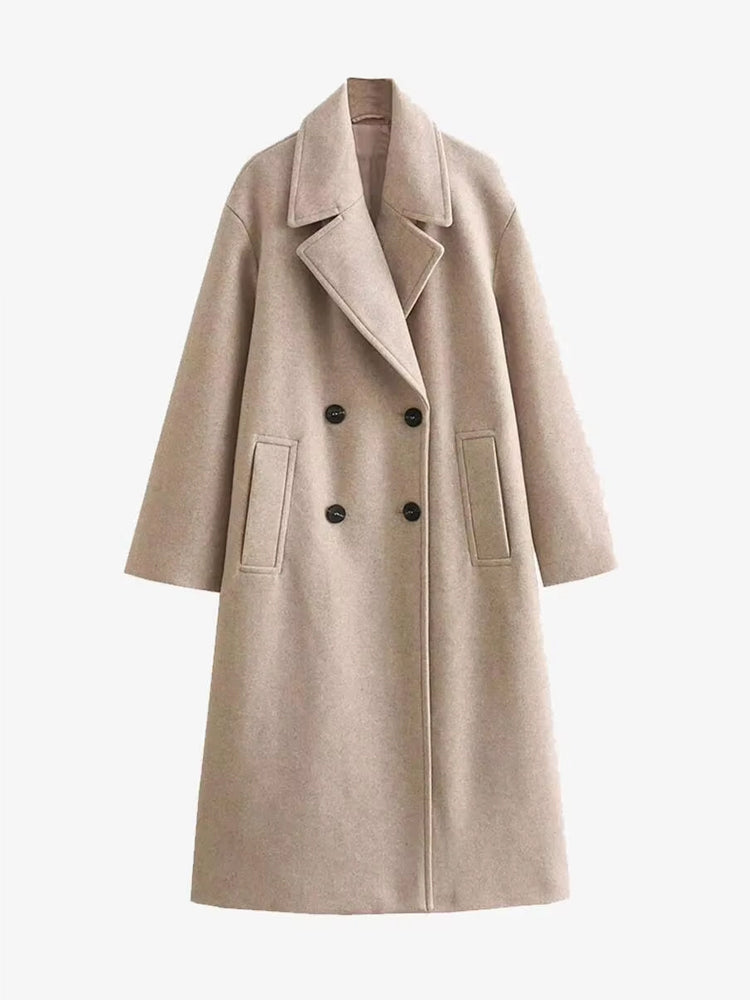 Myla Long Coat with V-Neck