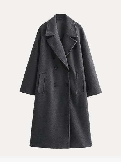 Myla Long Coat with V-Neck