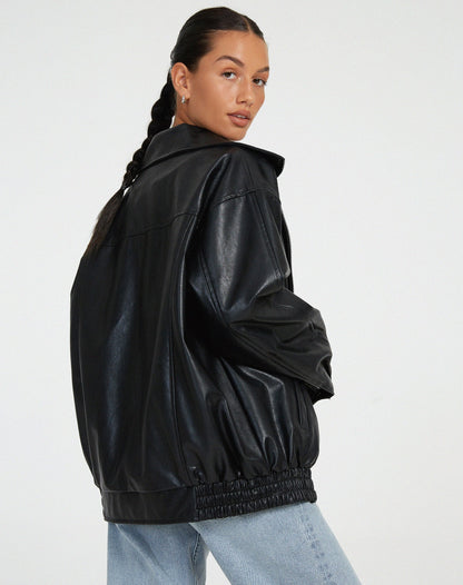 Women's Oversized Faux Leather Jacket | Edgy Style with Effortless Cool