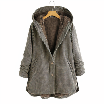 Belezza Checked Wool Coat with Hood