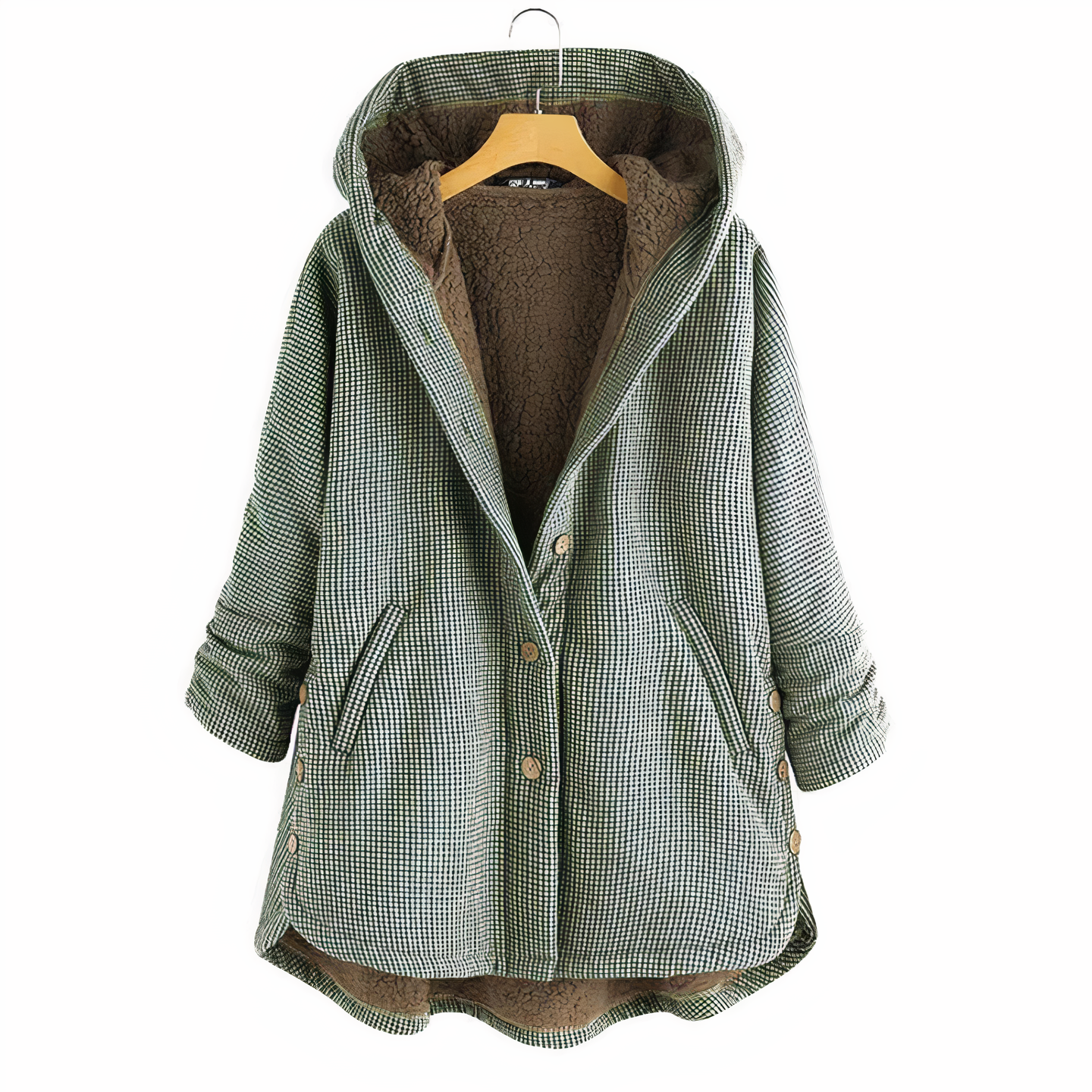 Belezza Checked Wool Coat with Hood