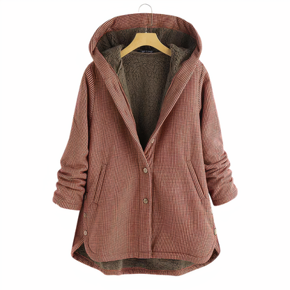 Belezza Checked Wool Coat with Hood