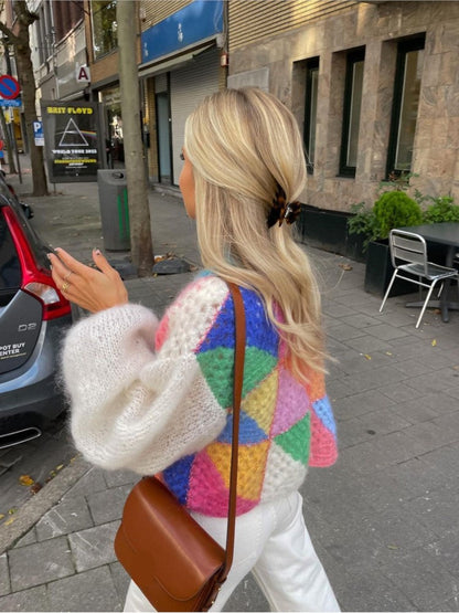 Belezza colourful patchwork cardigan