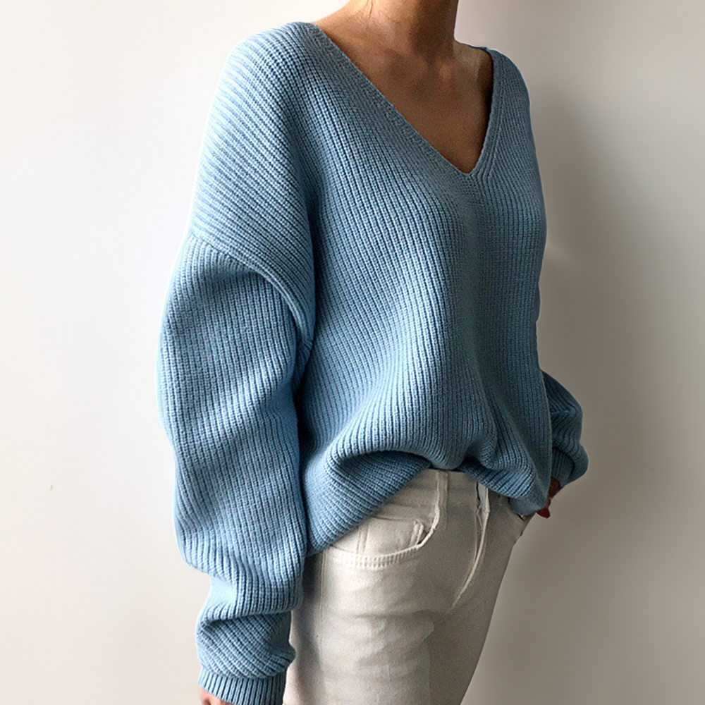 Knit Sweater | V-Neck | Loose Fit | Oversized Jumper | Women's Clothing