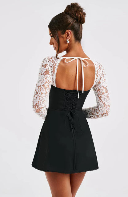 Belezza LACE MINI DRESS - BLACK/WHITE