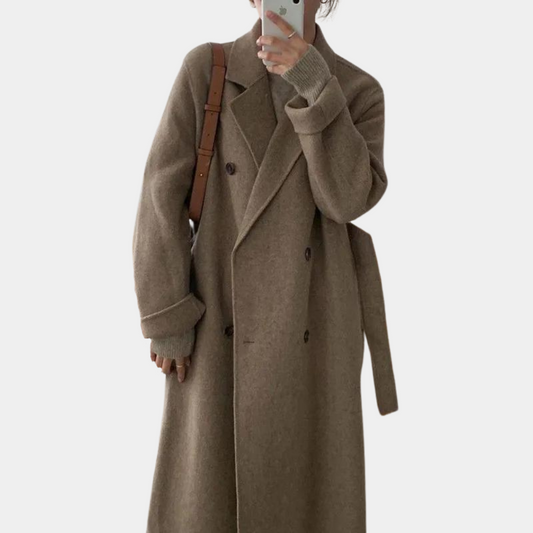 Long Wool Coat | Double Breasted | Belt | Oversized Wool Coat | Women's Long Winter Coat