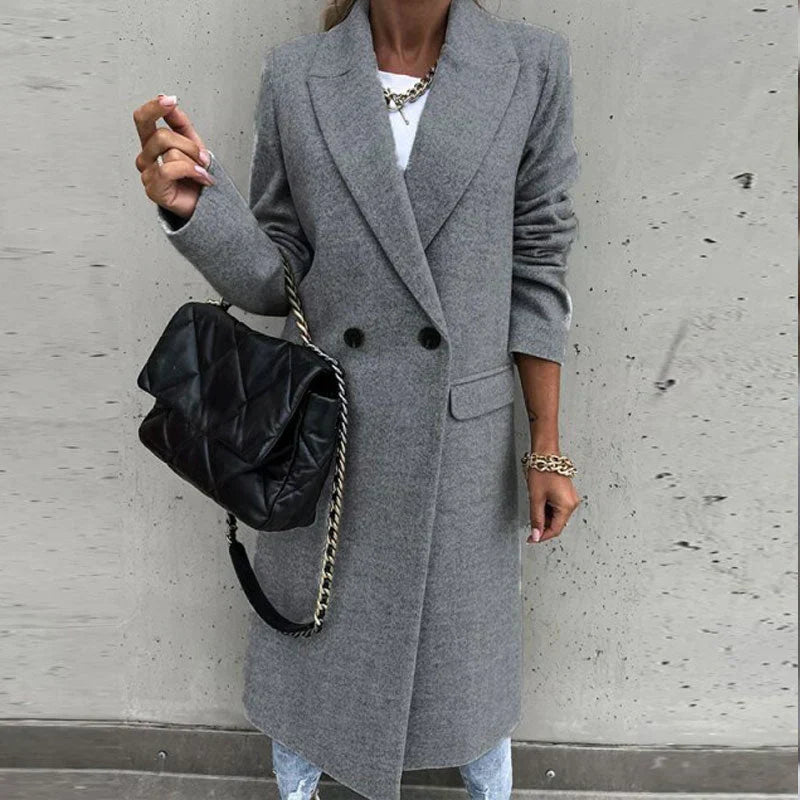 Belezza | Stylish Long Autumn Coat With Buttons