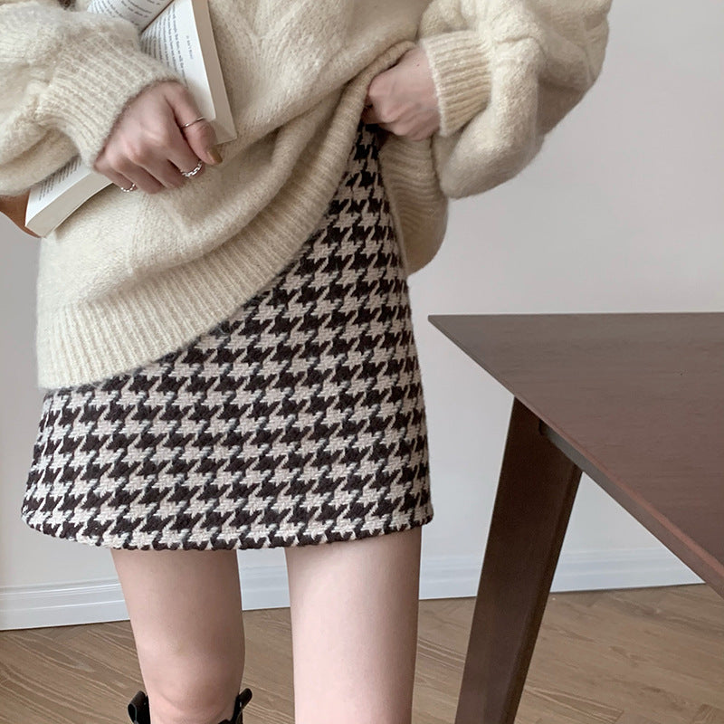 Belezza houndstooth classic style A-line skirt