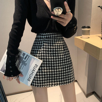 Belezza houndstooth classic style A-line skirt