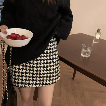 Belezza houndstooth classic style A-line skirt