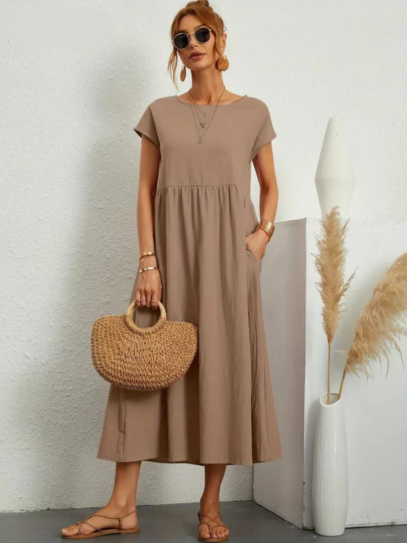 Ruby™ - Elegant cotton and linen dress