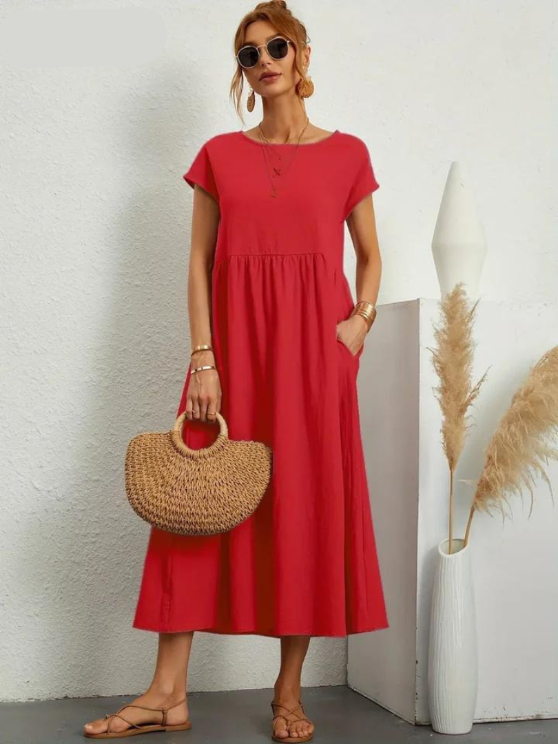 Ruby™ - Elegant cotton and linen dress