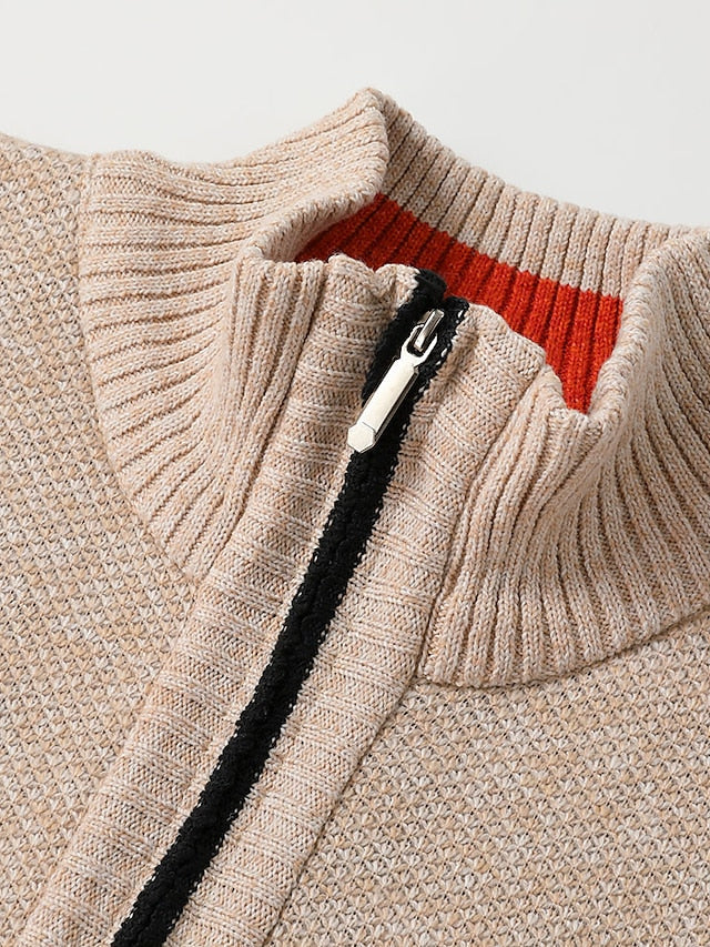 Men's Zip-Up Knitted Cardigan | Smart Casual Layering Essential