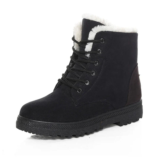 Belezza Winter Boots - Warm Fleece-Lined Ankle Boots with Lace-Up Closure