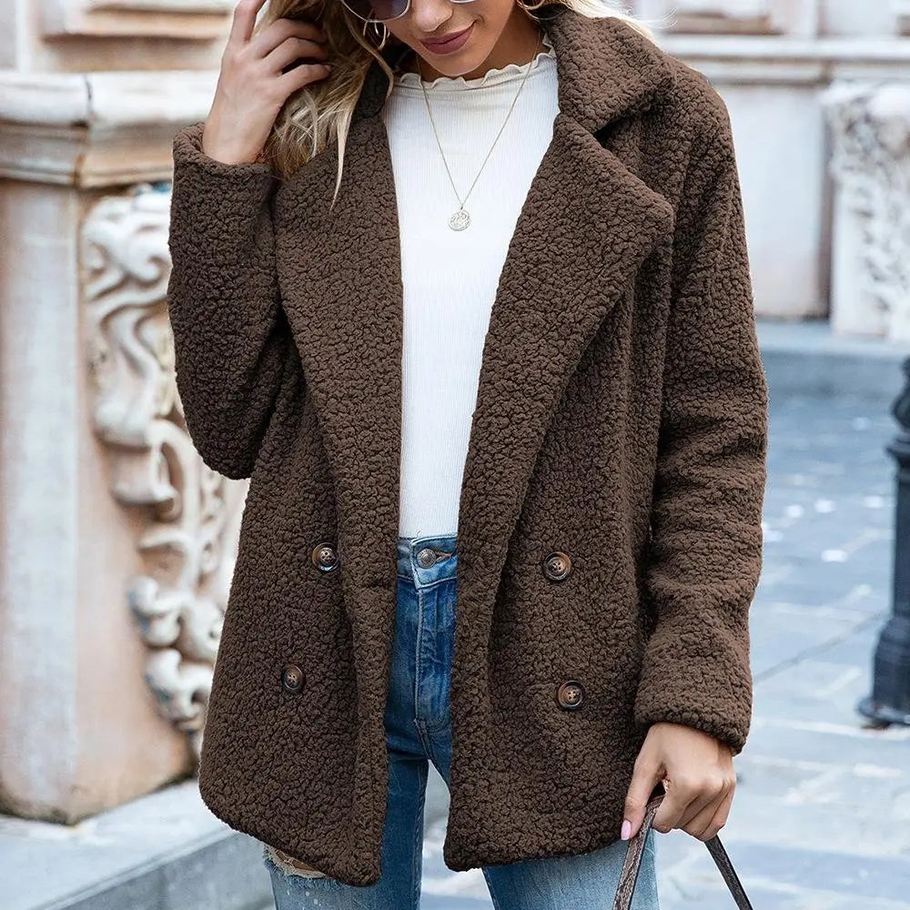 Women's Teddy Double-Breasted Coat | Cozy Style with Timeless Appeal