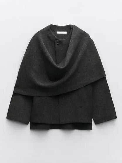 Belezza knitted cape coat with scarf