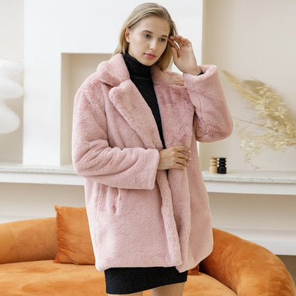 Women's Faux Fur Coat | Elegant Warm Winter Jacket for Casual and Formal Wear