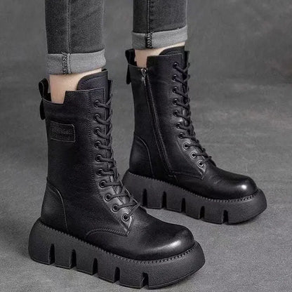 Women’s High-Cut Boots with Thick Soles – Winter 2024 | Wynora