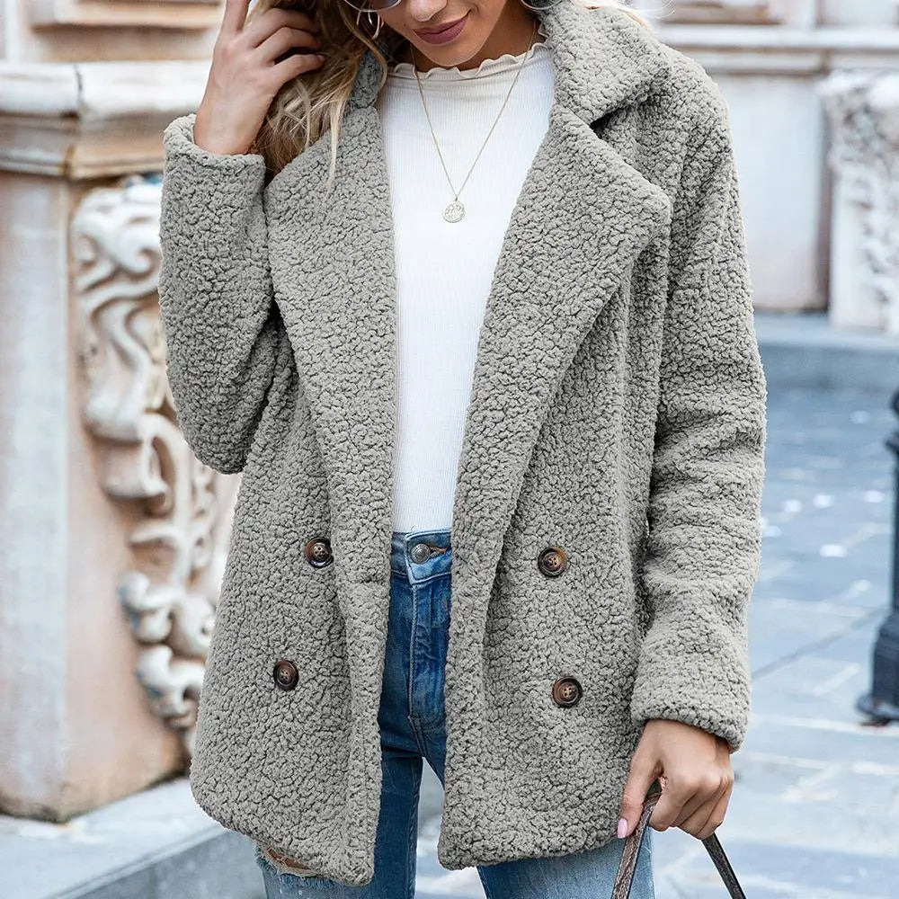 Women's Teddy Double-Breasted Coat | Cozy Style with Timeless Appeal