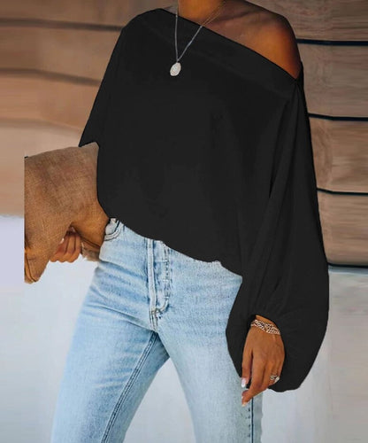 Belezza - Elegant slanted shoulder top