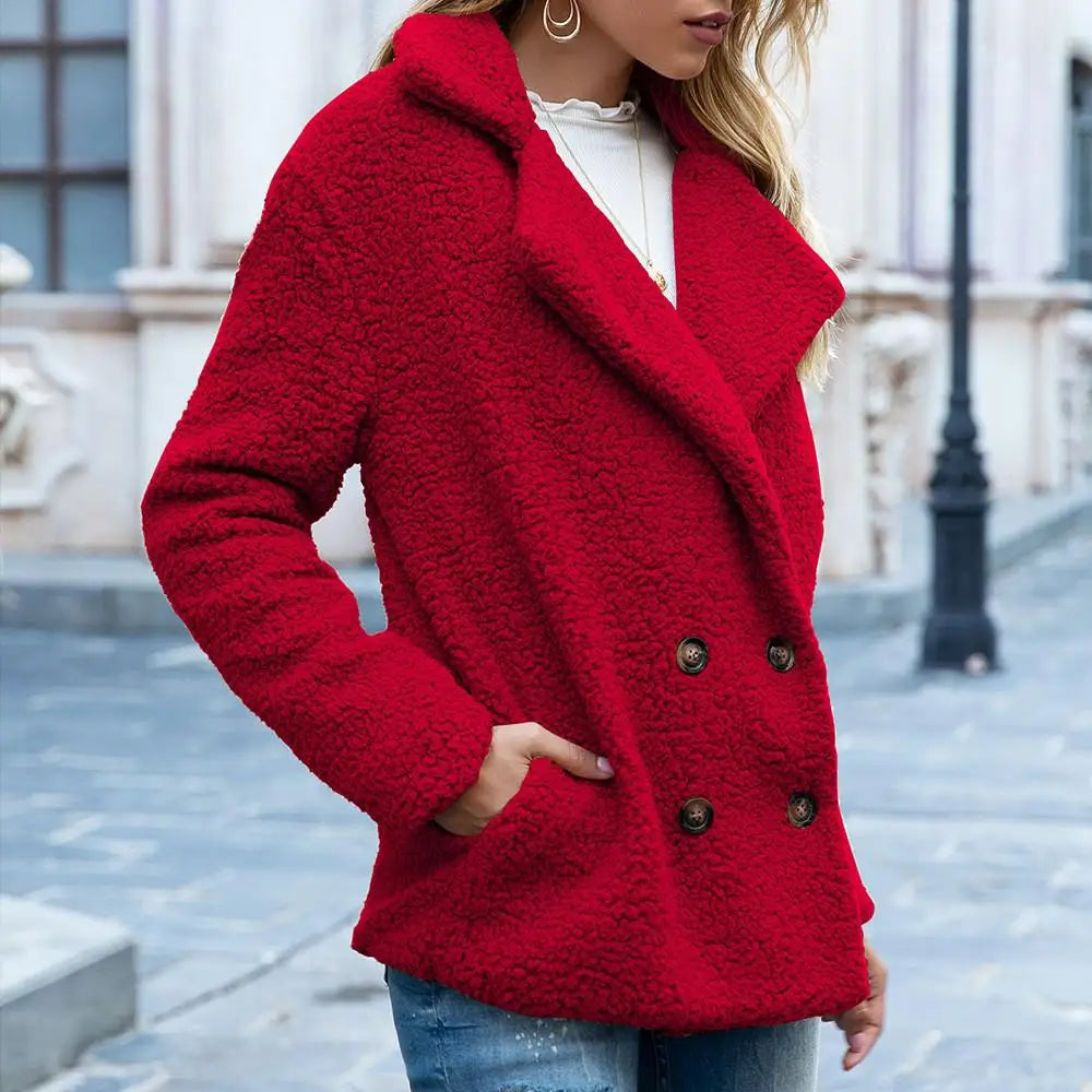 Women's Teddy Double-Breasted Coat | Cozy Style with Timeless Appeal