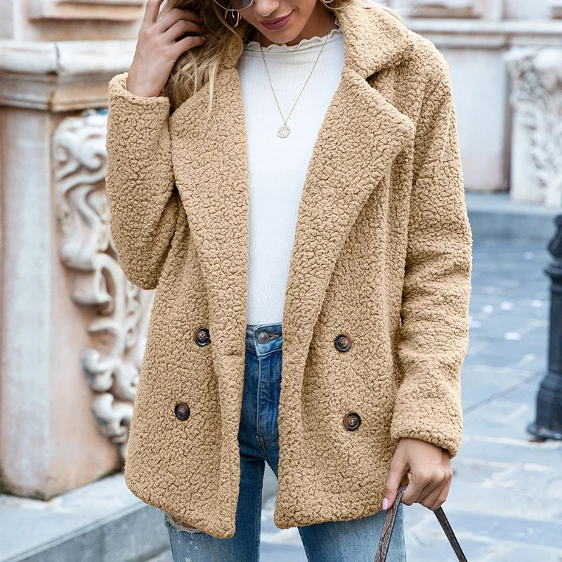 Women's Teddy Double-Breasted Coat | Cozy Style with Timeless Appeal