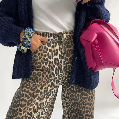 Belezza - Vintage Jeans With Leopard Print