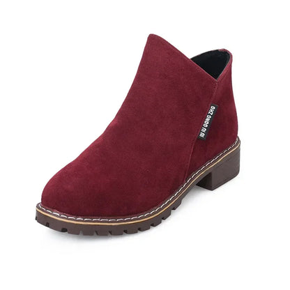 Belezza Casual Suede Ankle Boots with Zipper & Anti-Slip Sole