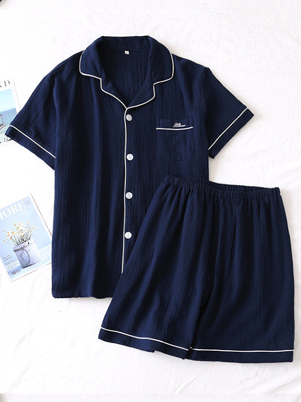 Simple Cotton Couple Pajama Set