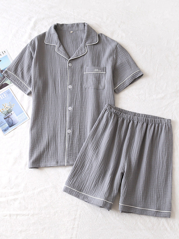 Simple Cotton Couple Pajama Set