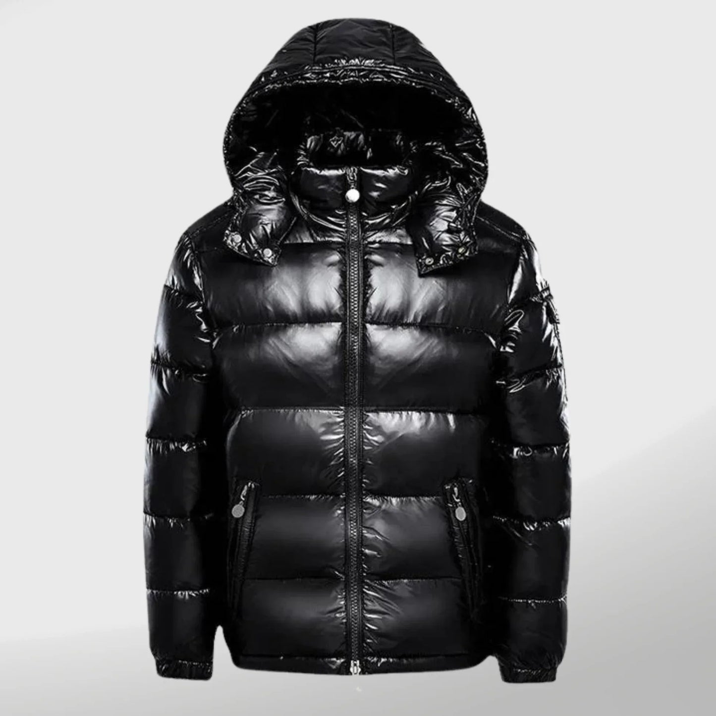 Men's Shiny Hooded Puffer Jacket | Bold & Warm Winter Essential