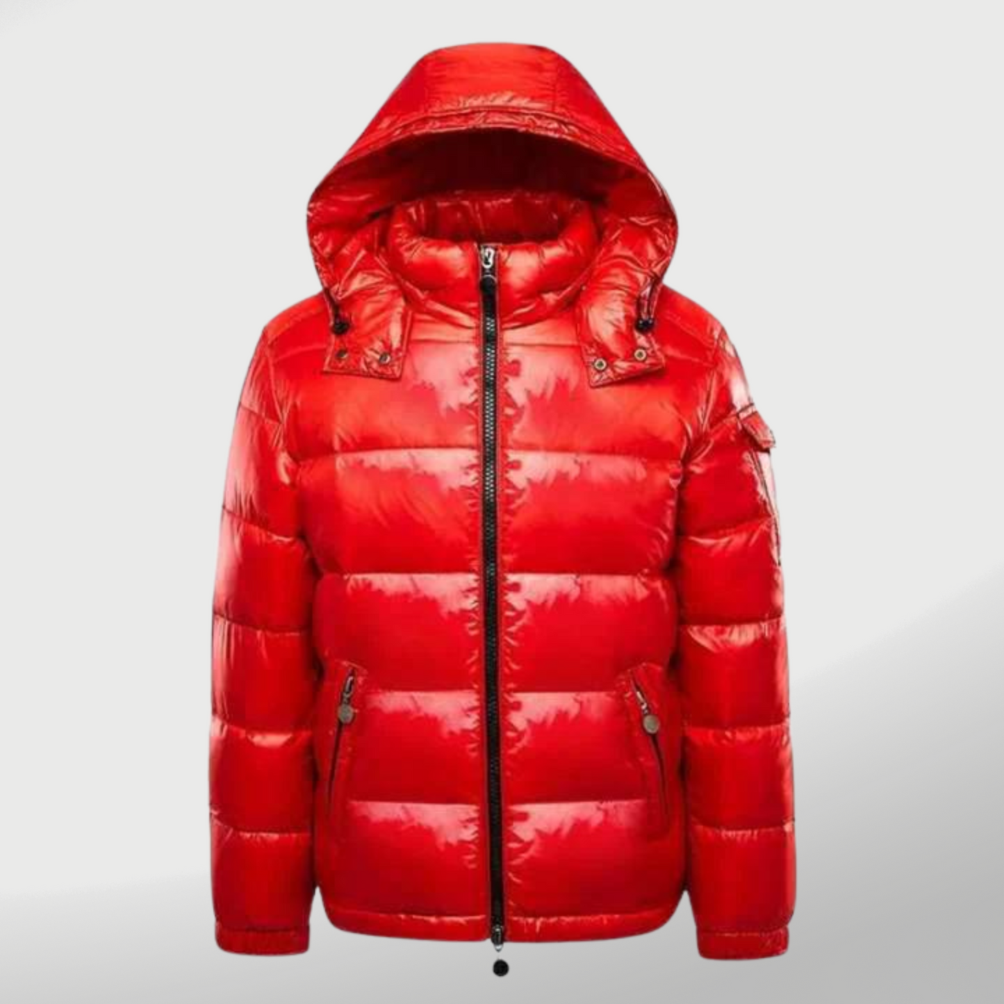 Men's Shiny Hooded Puffer Jacket | Warm Quilted Winter Coat with Zip Closure