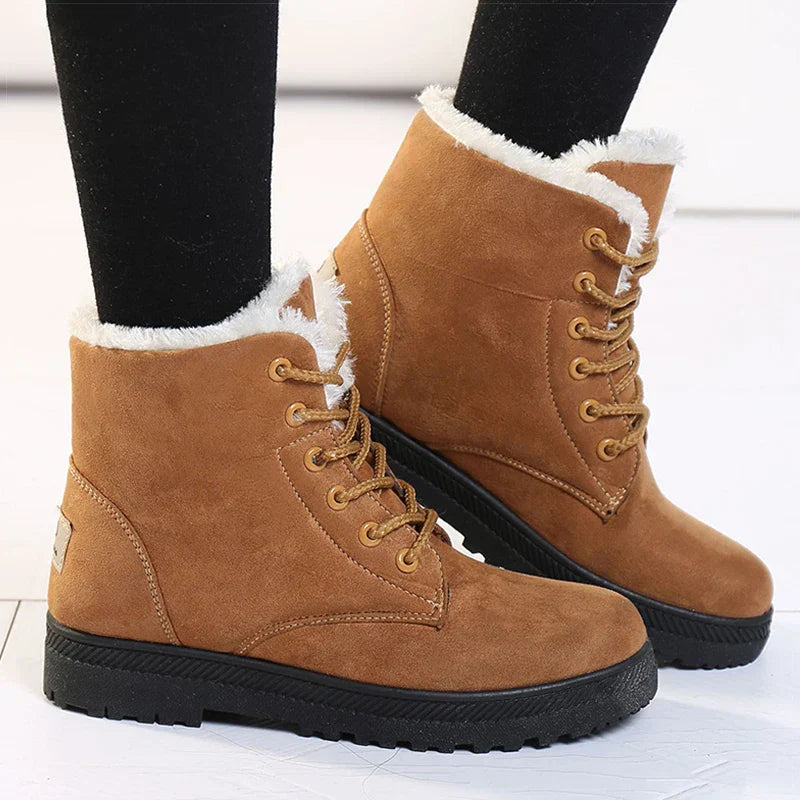 Belezza Winter Boots - Warm Fleece-Lined Ankle Boots with Lace-Up Closure