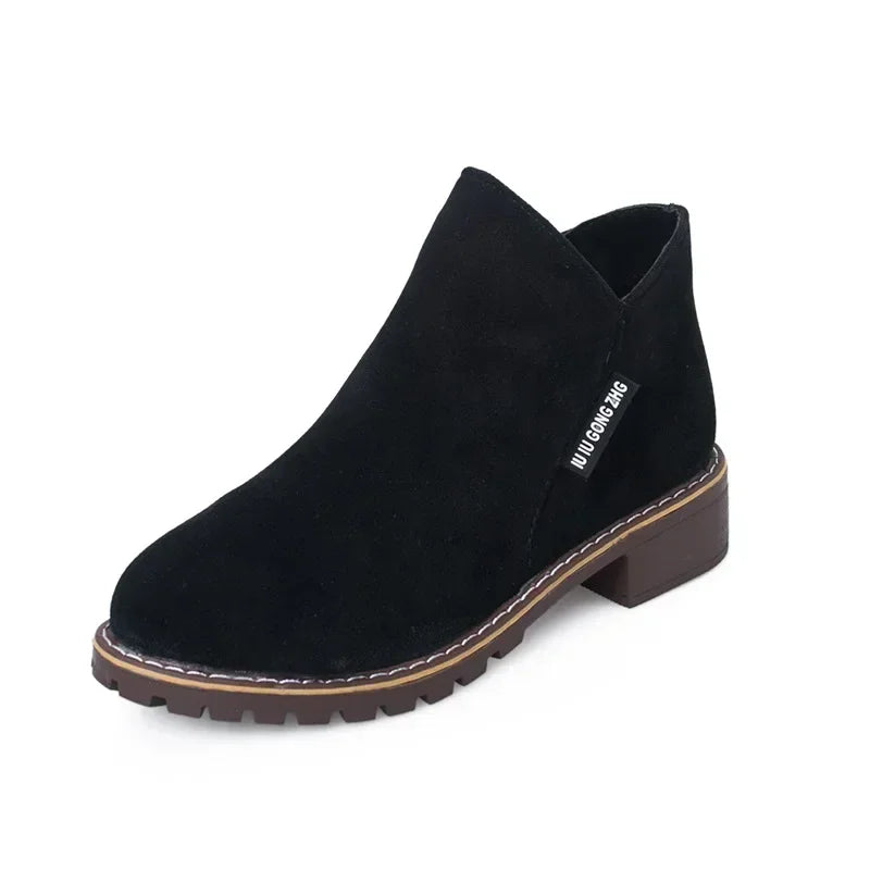 Belezza Casual Suede Ankle Boots with Zipper & Anti-Slip Sole