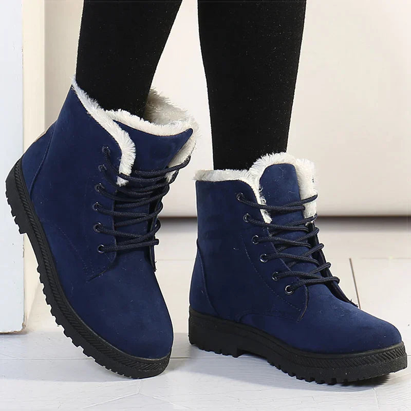 Belezza Winter Boots - Warm Fleece-Lined Ankle Boots with Lace-Up Closure