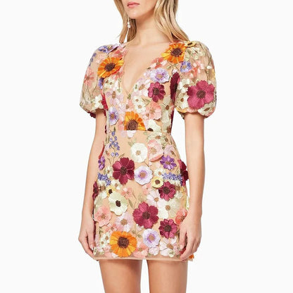 Belezza I Mini dress with floral embroidery